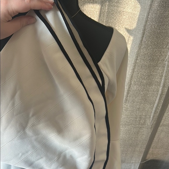 Bar III Bell Sleeve Blouse in White and Black - Picture 4 of 5